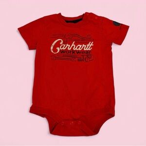 Carhartt Red Workwear Logo Onesie Baby Bodysuit Size 12M